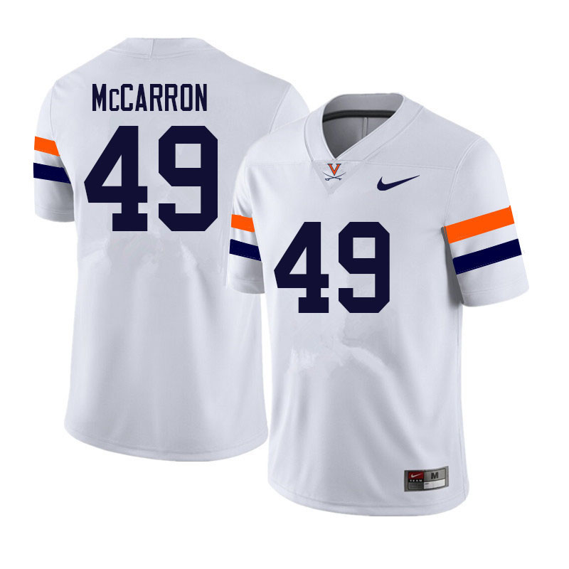 Men #49 Josh McCarron Virginia Cavaliers College Football Jerseys Sale-White - Click Image to Close